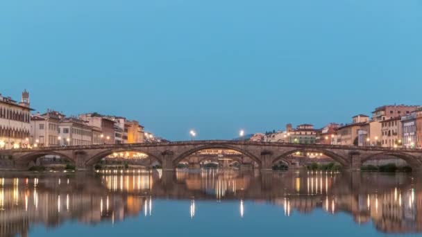 Twilight Scene Ponte Alla Carraia Santa Trinita Holy Trinity Bridge — Stock Video