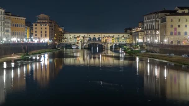 Ponte Vecchio Famosa Ponte Timelapse Sobre Rio Arno Florença Itália — Vídeo de Stock