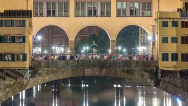 Kända Ponte Vecchio Bron Timelapse Över Floden Arno Florens Italien — Stockvideo