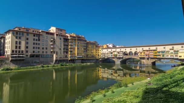 Ponte Vecchio Dia Ensolarado Hyperlapse Timelapse Uma Ponte Pedra Segmentar — Vídeo de Stock