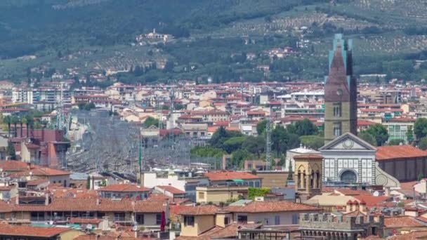 Florenz Landschaft Über Dem Zeitraffer Panorama Auf Historische Gebäude Und — Stockvideo