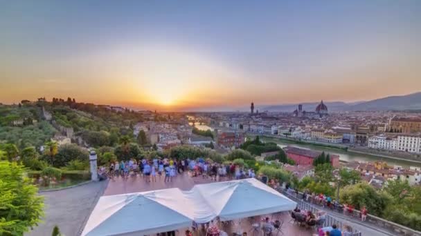 Panoramatický Panoramatický Výhled Anténu Řeky Arno Ponte Vecchio Piazzale Michelangelo — Stock video