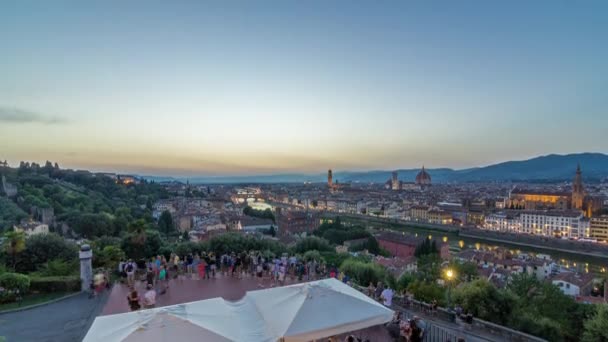 Skyline Vista Aérea Rio Arno Dia Noite Transição Timelapse Ponte — Vídeo de Stock