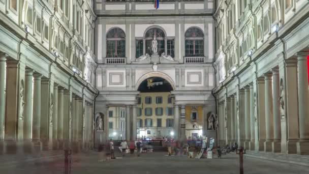 Uffizi Gallery Timelapse Prominent Art Museum Located Adjacent Piazza Della — Stock Video