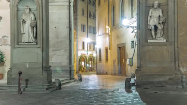 Statues Uffizi Gallery Street Timelapse Prominent Art Museum Located Adjacent — Stock Video