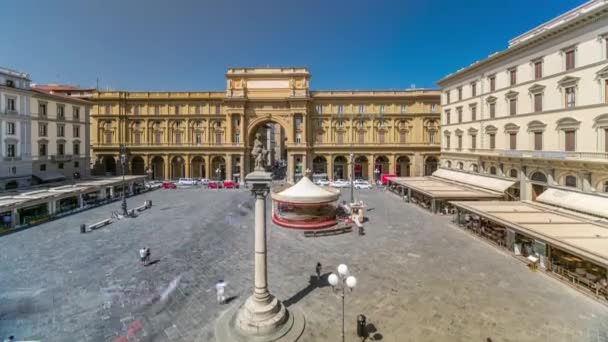 Piazza Della Repubblica Timelapse Con Colonna Dell Abbondanza Arco Onore — Video Stock
