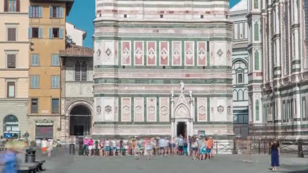 Вход Башню Giottos Campanile Timelapse Колокольня Базилики Santa Maria Del — стоковое видео