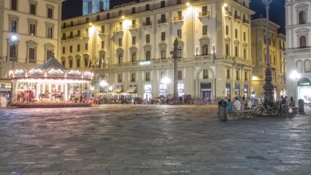 Turister Promenader Piazza Della Repubblica Timelapse Största Torg Med Historiska — Stockvideo