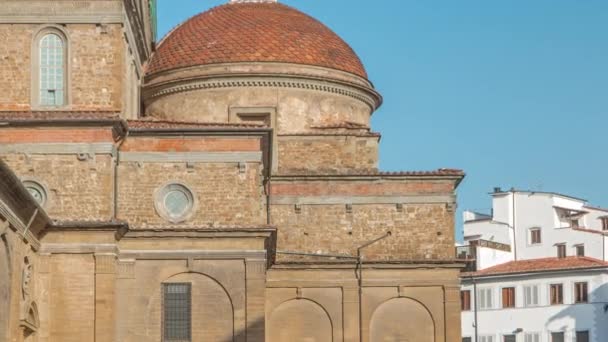 Bazilika Vavřince Červenou Kopulí Florencii Kostel Pohřebištěm Všech Hlavních Členů — Stock video