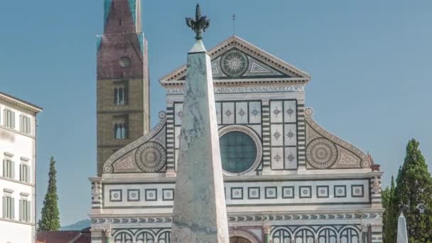 Basílica Santa Maria Novella Praça Homônima Timelapse Florença Monumento Coluna — Vídeo de Stock