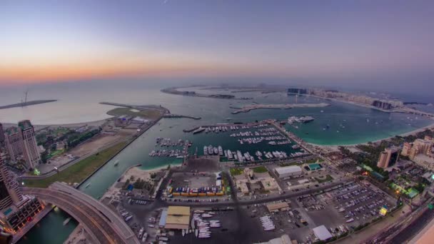 Вид Воздуха Дубая Марина Панорама Днем Ночь Переход Timelapse Свет — стоковое видео