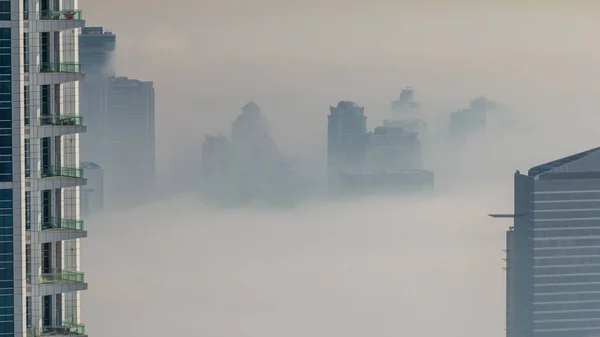 Повітряний Вид Дубая Демонструє Туман Над Висотою Аль Барша Зеленим — стокове фото
