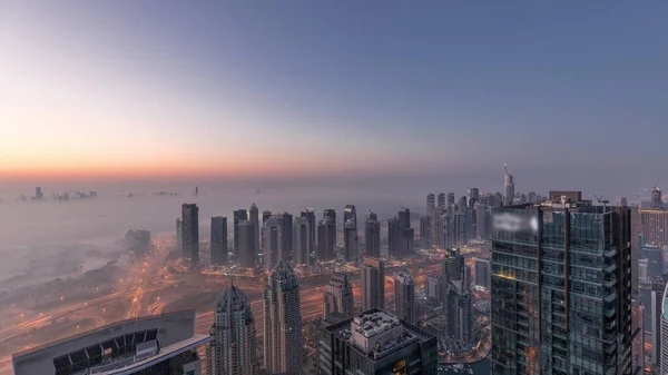 Panorama Dubai Marina Med Jlt Skyskrapor Och Golfbana Natt Till — Stockfoto