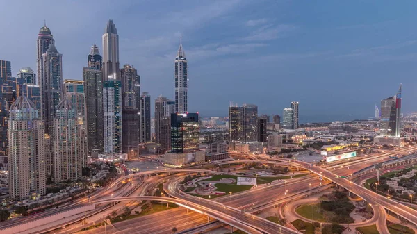 Panorama Dubai Marina Media City Highway Intersection Spaghetti Junction Day — Stockfoto
