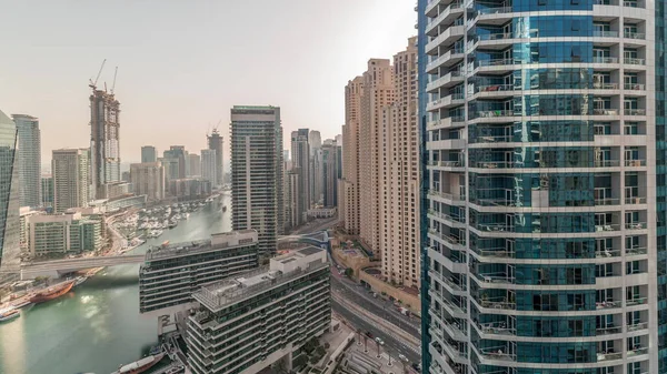 Показывая Обзор Горизонт Jimmy Dubai Marina Современными Высотными Небоскребами Яхты — стоковое фото