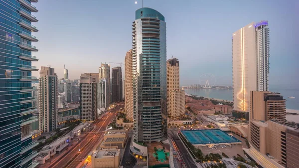 Panoramic View Dubai Marina Jbr Area Famous Ferris Wheel Aerial — Stockfoto