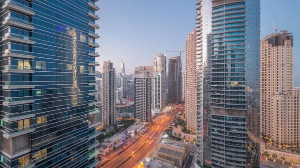 View Dubai Marina Jbr Area Traffic Street Aerial Night Day — Photo