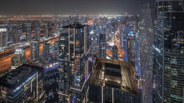 Panorama Showing Dubai Marina Jlt Jbr District Traffic Highway Skyscrapers — Foto de Stock