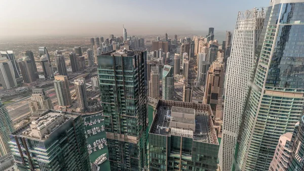 Panorama Showing Dubai Marina Jlt Jbr District Morning Ttraffic Highway — Stock Photo, Image
