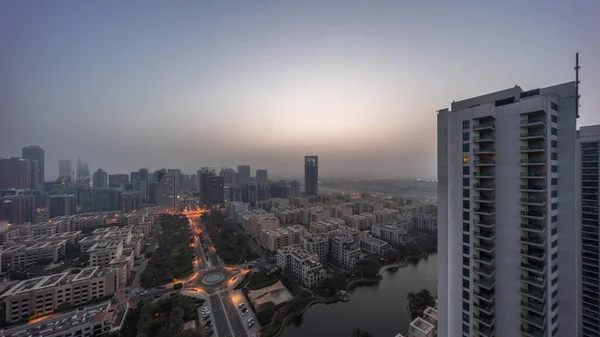 Skyscrapers Barsha Heights District Low Rise Buildings Greens District Aerial — Fotografia de Stock