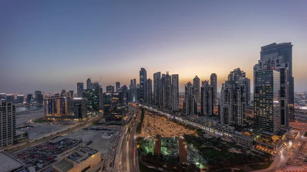 Panorama Der Bay Avenue Mit Modernen Wohntürmen Business Bay Antenne — Stockfoto