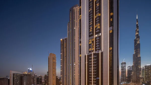 Tallest Skyscrapers Downtown Dubai Business Bay Located Bouleward Street Shopping —  Fotos de Stock
