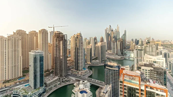 Панорама Показывающая Различные Небоскребы Самом Высоком Прямоугольном Блоке Дубаи Марина — стоковое фото