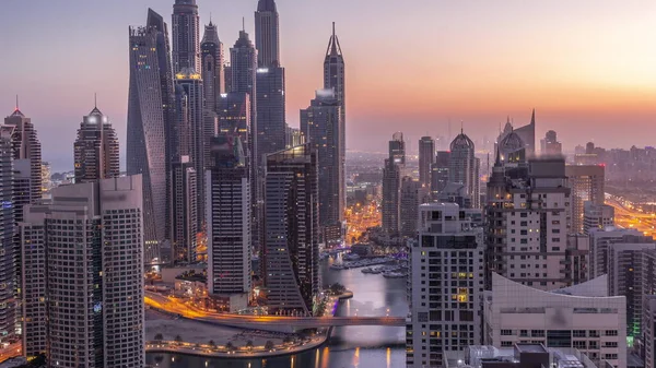 Вид Различные Небоскребы Самом Высоком Рекреационном Квартале Дубая Marina Переходом — стоковое фото