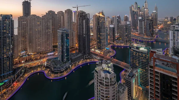 Vista Vários Arranha Céus Maior Bloco Recidencial Dubai Marina Jbr — Fotografia de Stock