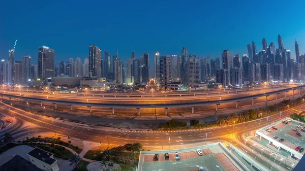 Panoraama Dubai Marina Skyscrapers Sheikh Zayed Road Metro Railway Aerial — Photo