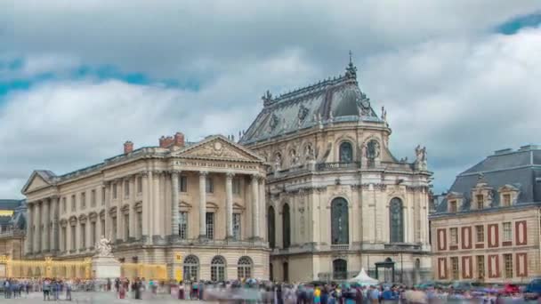 Lado Frontal Entrada Principal Timelapse Palacio Versalles Con Los Turistas — Vídeo de stock