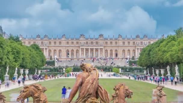 Versailles Palace Parkı Ndaki Yeşil Çimenlik Zaman Ayarlı Apollo Çeşmesi — Stok video