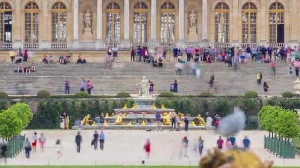 Apollo Çeşmesinden Güzel Bahçeleri Olan Ünlü Saray Versailles Versailles Sarayı — Stok video