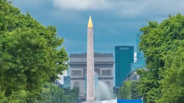 Emberek Sétálnak Tuileries Palace Szabadtéri Parkban Timelapse Kilátás Champs Elysees — Stock videók