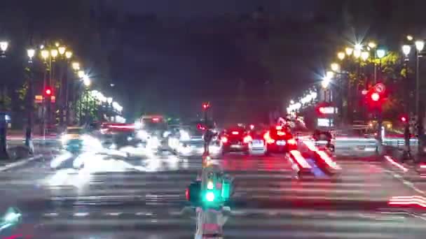 Avenue Marechal Gallieni Ruchu Oświetlenia Nocnego Timelapse Avenue Łączy Les — Wideo stockowe