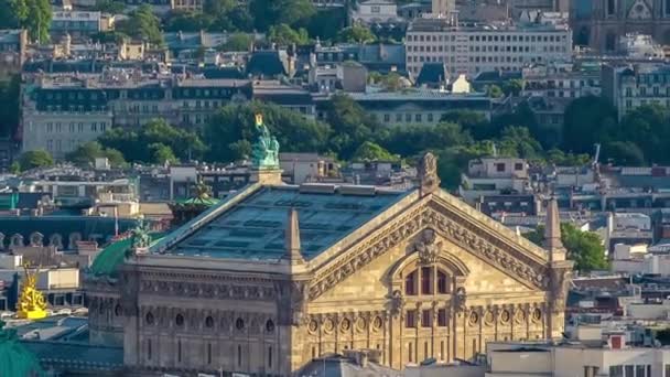 パリのパノラマは フランスのタイムラプスの上から モンマルトルの視点からの空中トップビュー ガルニエ オペラの屋上で 晴れた日 — ストック動画
