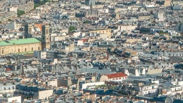 Panorama Paris Dari Atas Timelapse Prancis Atap Abu Abu Pandangan — Stok Video