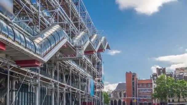 Facciata Del Centro Georges Pompidou Timelapse Hyperlapse Parigi Francia Vista — Video Stock