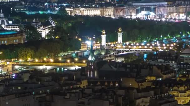 Luftaufnahme Von Der Aussichtsplattform Des Eiffelturms Zeitraffer Von Paris City — Stockvideo