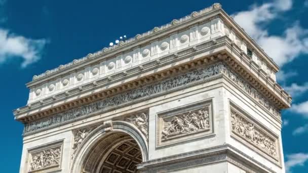 Bovenste Deel Van Arc Triomphe Triomfboog Van Star Timelapse Beroemd — Stockvideo