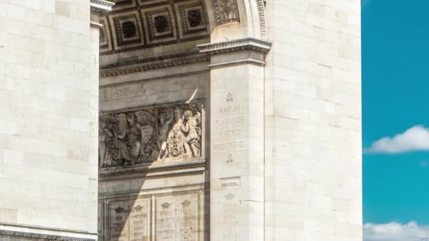 Łuk Triumfalny Gwiazdy Część Wewnętrzna Timelapse Słynny Pomnik Paryżu Stojący — Wideo stockowe