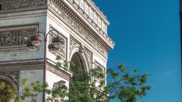 Arc Triomphe Triumphal Arch Star Oldalnézet Időrendje Híres Emlékmű Párizsban — Stock videók