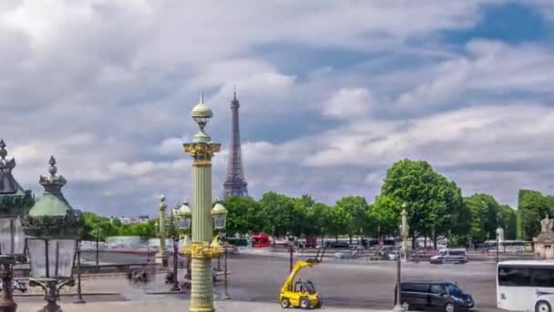 Fontaines Concorde Luxor Obelisk Center Place Concorde Timelapse Hyperlapse Paris — Stock Video