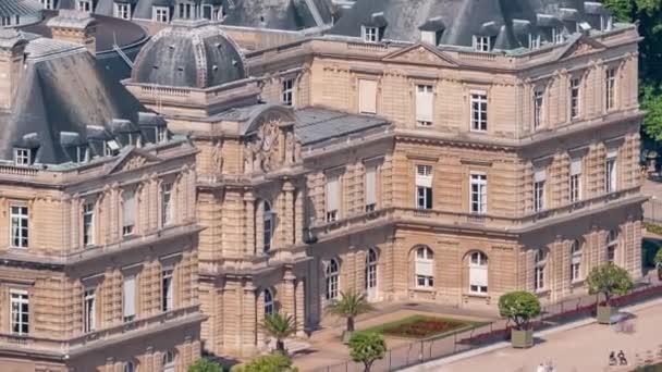 Верхній Вигляд Паризького Горизонту Люксембурзьким Садом Зверху Темпелапса Основні Пам — стокове відео