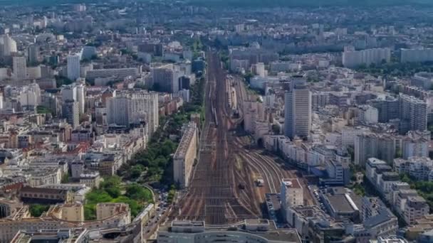 Top View Paris Skyline Train Station Vaugirard Belt Timelapse Main — Stock Video