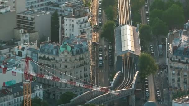 Widok Panoramę Paryża Stacją Metra Linii Powyżej Timelapse Główne Zabytki — Wideo stockowe