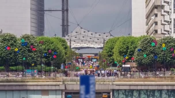 Immeubles Bureaux Dans Quartier Moderne Paris Timelapse Défense Gratte Ciel — Video