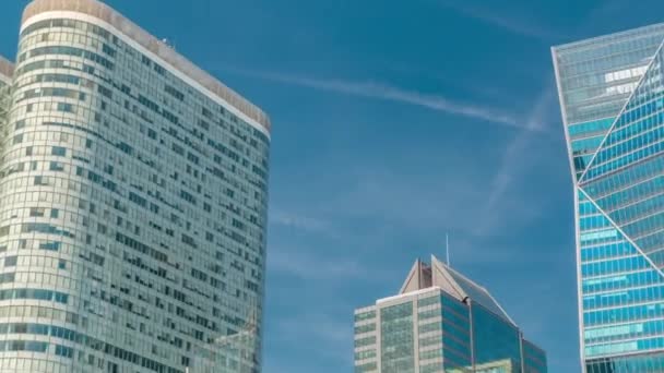 Modern Skyscrapers Many Windows Timelapse Famous Financial Business District Paris — Stock Video