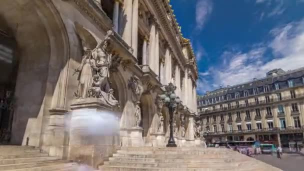 Palais Opera Garnier National Academy Music Gevel Timelapse Hyperlapse Parijs — Stockvideo