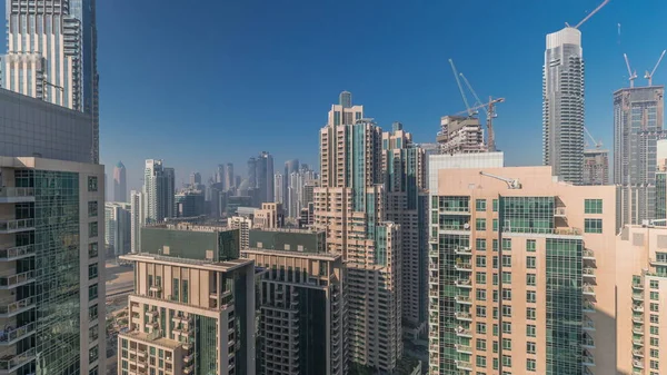 Panorama Över Centrala Dubais Stadsantenn Urban Skyline Med Moderna Skyskrapor — Stockfoto